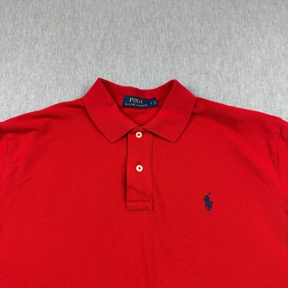 Polo Ralph Lauren‎ Shirt Mens Large Red Pony Rugby Classic Short Sleeve Casual